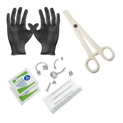 Internally Threaded Piercing Kit Jewelry 316L Steel Belly, Eyebrow, Labret & Lip