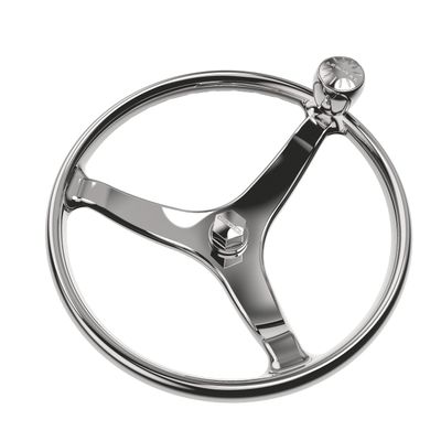Lewmar Power Grip Boat Steering Wheel with M12 Welded Nut - 15.5" Diameter, Weather-Resistant Stainless Steel, Professional Knob with Ergonomic Finger Grips