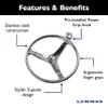 Lewmar Power Grip Boat Steering Wheel with M12 Welded Nut - 15.5" Diameter, Weather-Resistant Stainless Steel, Professional Knob with Ergonomic Finger Grips view 2