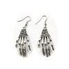 1pair Punk Metal Earring Halloween Day Vintage Carved Bone Skull Skeleton Hands Earrings Big Punk Women Ear Jewelry view 1