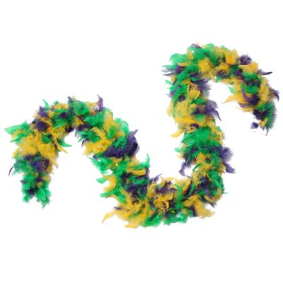 Flydreamfeathers 60 Gram, 2 yards Long Chandelle Feather Boa Great for Party, Wedding, Halloween Costume, Christmas Tree, Decoration(Mardi Gras_