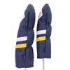 Majek Retro Golf Headcovers Blue White and Yellow Vintage Leather Style 1 & 3 Driver and Fairway Head Cover Fits 460cc Drivers Classic Look view 4