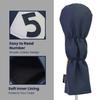 Majek Retro Golf Headcovers Blue White and Yellow Vintage Leather Style 1 3 5 Driver and Fairway Head Covers Fits 460cc Drivers Classic Look view 2