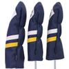 Majek Retro Golf Headcovers Blue White and Yellow Vintage Leather Style 1 3 5 Driver and Fairway Head Covers Fits 460cc Drivers Classic Look view 4