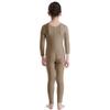 inlzdz Kids Boys Girls Full Length Unitard Solid Color Bodysuit Long Sleeves Ballet Dance Gymnastic Leotard Jumpsuit Brown 7-8 Years view 1