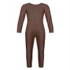 inlzdz Kids Boys Girls Full Length Unitard Solid Color Bodysuit Long Sleeves Ballet Dance Gymnastic Leotard Jumpsuit Brown 7-8 Years view 4