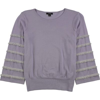 Alfani Womens Tiered Fringe Pullover Sweater, Purple, Medium