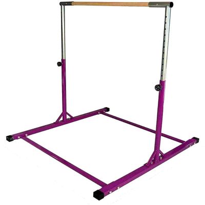 JungleKids Kip Bar Jungle Gym Professional Horizontal Gymnastics Junior Training Asymmetric Bar Height Adjustable Expandable 3 to 5 FT Purple