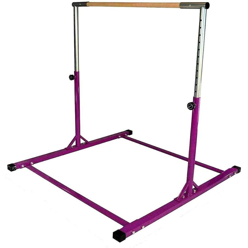 JungleKids Kip Bar Jungle Gym Professional Horizontal Gymnastics Junior Training Asymmetric Bar Height Adjustable Expandable 3 to 5 FT Purple