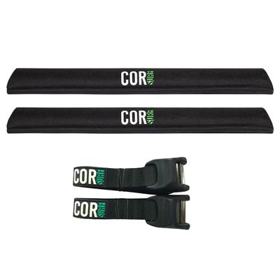 Aero Roof Rack Pads and Premium Scratch Resistant Silicone Buckle Tie Down Straps for Surf, SUP, Kayak and Canoe (28" Large) by COR Surf