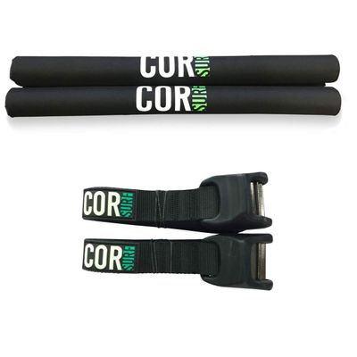 Cor Surf Roof Rack Pads and No Scratch Silicone Tie Down Straps with Stainless Steel Lock for Paddle Board, Surfboard, SUP, Canoe, Ski and Other Gear (Combo Pack of Rack Pad 28 Inches, Strap 10 Feet)