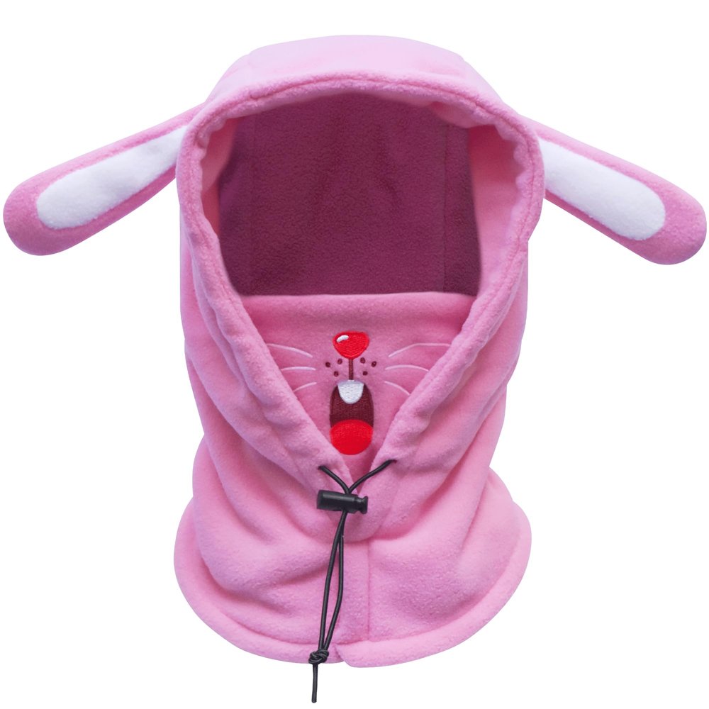 BLUEMARS Kids Winter Hat Balaclava, Fleece Cold-Weather Hood for Boys & Girls School and Outdoor Snow Play,Rabbit,M