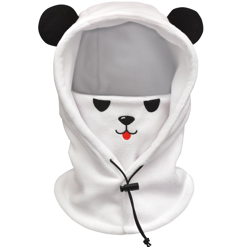 BLUEMARS Kids Winter Hat Balaclava, Fleece Cold-Weather Hood for Boys & Girls School and Outdoor Snow Play,Panda,M