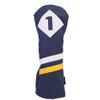 Majek Retro Golf Headcover Blue White and Yellow Vintage Leather Style 1 Driver Head Cover Fits 460cc Drivers Classic Look view 1