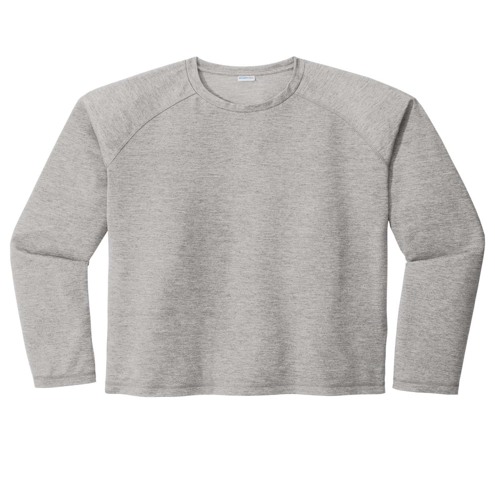 SPORT-TEK Unisex PosiCharge Long Sleeve Tri-Blend Wicking Raglan Tee Light Grey Heather