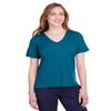 Devon & Jones Ladies' CrownLux Performance Plaited Rolled-Sleeve Top M DARK TEAL view 1