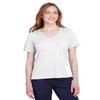 Devon & Jones Ladies' CrownLux Performance Plaited Rolled-Sleeve Top 2XL WHITE view 1