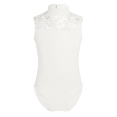 Agoky Girls Floral Lace Ballet Dance Leotard Turtle Neck Retro Gymnastics Unitard Biketard Training Practice Outfit Dancewear Ivory 13-14 Years