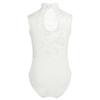 Agoky Girls Floral Lace Ballet Dance Leotard Turtle Neck Retro Gymnastics Unitard Biketard Training Practice Outfit Dancewear Ivory 13-14 Years view 2