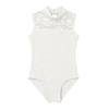 Agoky Girls Floral Lace Ballet Dance Leotard Turtle Neck Retro Gymnastics Unitard Biketard Training Practice Outfit Dancewear Ivory 13-14 Years view 3