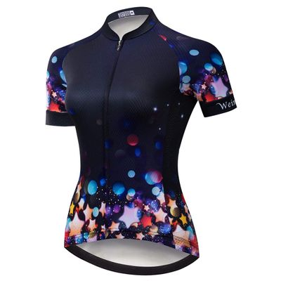 Cycling Jersey Women's Bike Shirts Zip Short Sleeve MTB Tops Road Mountain Bicycle Clothing Summer Racing Riding Blouse for Ladys Female Breathable Purple Blue Size S