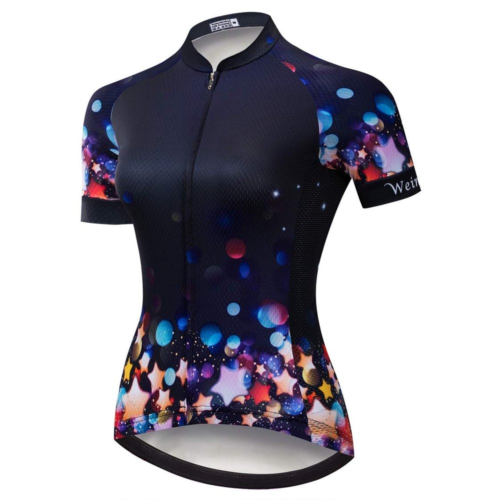 Cycling Jersey Women's Bike Shirts Zip Short Sleeve MTB Tops Road Mountain Bicycle Clothing Summer Racing Riding Blouse for Ladys Female Breathable Purple Blue Size S