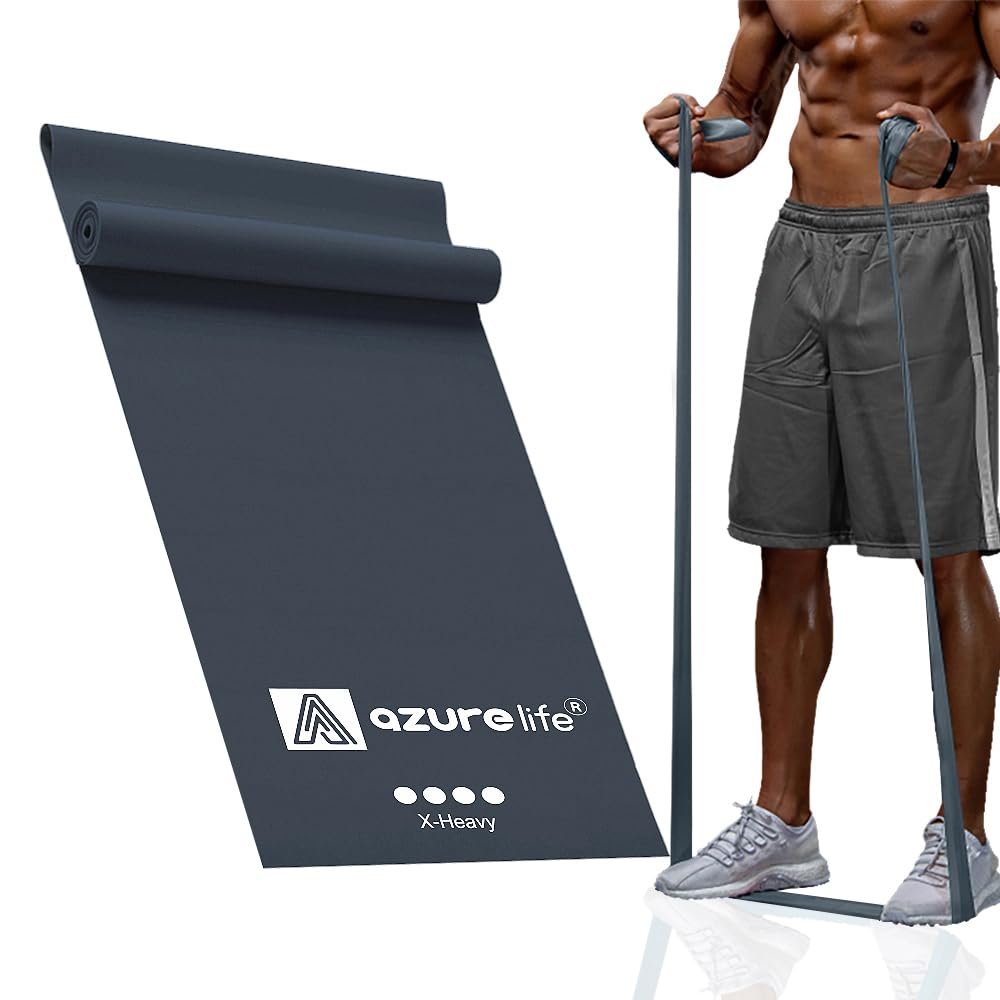 A AZURELIFE Professional 8 Yards Bulk Resistance Bands Rolls or 5,6,7 ft. Long Non-Latex Elastic Exercise Bands, Stretch Bands for PT, Yoga, Pilates, Rehab, at-Home or The Gym Workouts