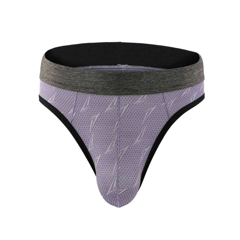 065 Smooth Sexy Thong Nylon Men's Elastic Pocket G-Strings (Medium / 27.6'', Purple)