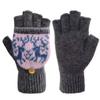 Adorrable Men's Wool Glove Mitten Fingerless Crochet Winter Warm Convertible Knitted Gloves (Medium, Women Grey) view 1