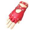 JNKET Women's PU Leather Punk Rivets Fingerless Gloves for Dancing Driving and Stage Show (Red) view 2