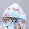 Baby Girls Hooded Snowsuit Winter Warm Flower Hooded Down Windproof Jacket Outerwear (Blue, 1-2 Years) view 2