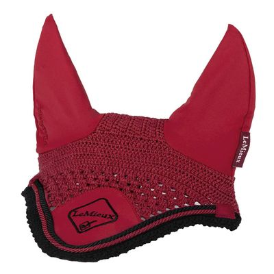 LeMieux Classic Ear Bonnet with Soft Lycra Ears - Close Knit Crochet - Comfortable Fit Equestrian Mask - Sport Horse Wear Fly Protection - Chilli - Medium