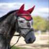 LeMieux Classic Ear Bonnet with Soft Lycra Ears - Close Knit Crochet - Comfortable Fit Equestrian Mask - Sport Horse Wear Fly Protection - Chilli - Medium view 2