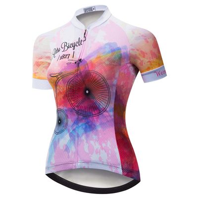 Cycling Jersey Women's Bike Shirts Zip Short Sleeve MTB Tops Road Mountain Bicycle Clothing Summer Racing Riding Blouse for Ladys Female Breathable Little Red Riding Size XL