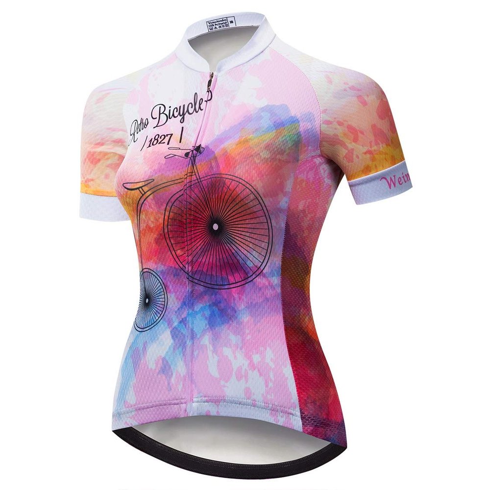 Cycling Jersey Women's Bike Shirts Zip Short Sleeve MTB Tops Road Mountain Bicycle Clothing Summer Racing Riding Blouse for Ladys Female Breathable Little Red Riding Size XL
