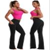 BUBBLELIME Women Side Pockets Yoga Bootlegs Black L_35" Inseam view 2