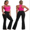 BUBBLELIME Women Side Pockets Yoga Bootlegs Black L_35" Inseam view 3