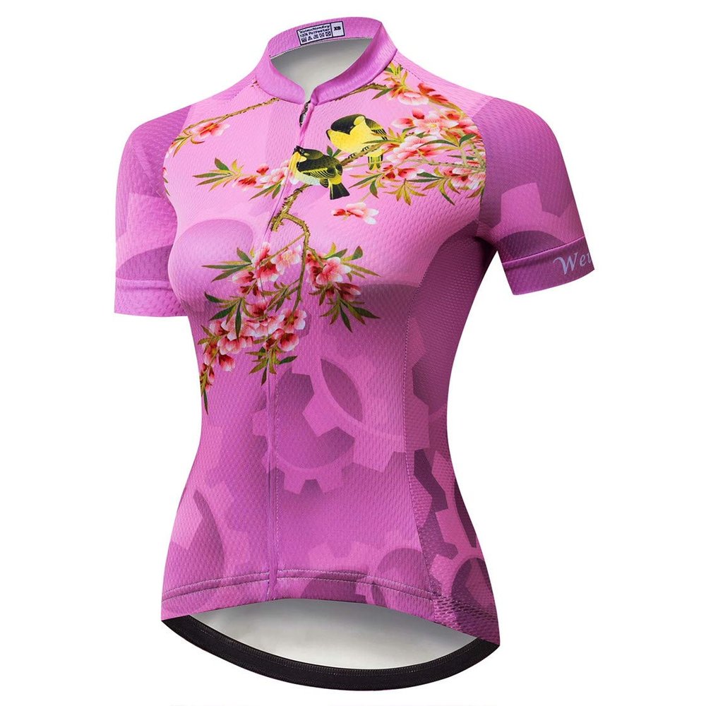 Cycling Jersey Women's Bike Shirts Zip Short Sleeve MTB Tops Road Mountain Bicycle Clothing Summer Racing Riding Blouse for Ladys Female Breathable Yellow Pink Size XL