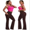 BUBBLELIME 29"/31"/33"/35"/37" Women High Waist Bootlegs Yoga Pants Tummy Control Bootcut Workout Flared Out Pockets -MAHOGANYMAROON Small_33" Inseam view 2