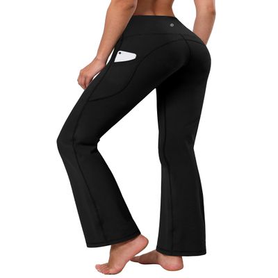 BUBBLELIME Side Pockets High Waist Bootlegs JetBlack XS_31" Inseam