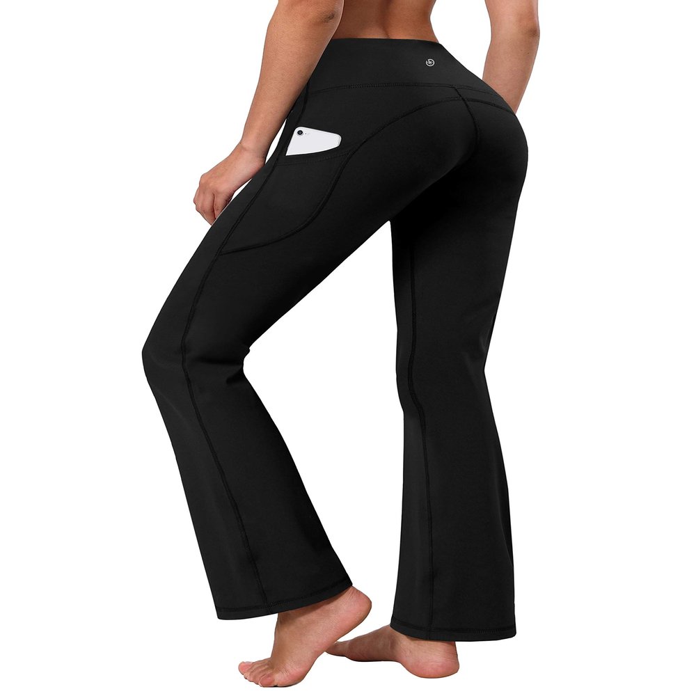 BUBBLELIME Side Pockets High Waist Bootlegs JetBlack XS_31" Inseam