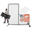 L Screen Baseball for Batting Cage | Baseball Pitching Net with Wheels-7 feet by 7 feet, 3.5 Inch by 3.5 Inch Cutout, Body Protector for Back Drive Lines Beisbol view 1