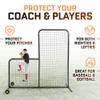 L Screen Baseball for Batting Cage | Baseball Pitching Net with Wheels-7 feet by 7 feet, 3.5 Inch by 3.5 Inch Cutout, Body Protector for Back Drive Lines Beisbol view 3