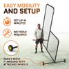 L Screen Baseball for Batting Cage | Baseball Pitching Net with Wheels-7 feet by 7 feet, 3.5 Inch by 3.5 Inch Cutout, Body Protector for Back Drive Lines Beisbol view 4