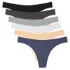 ELACUCOS 6 Pack Women's Thongs Cotton Breathable Panties Bikini Underwear Basics X-Large view 1