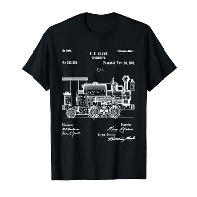 1886 Locomotive Steam Train - Retro Patent Blueprint Gift T-Shirt