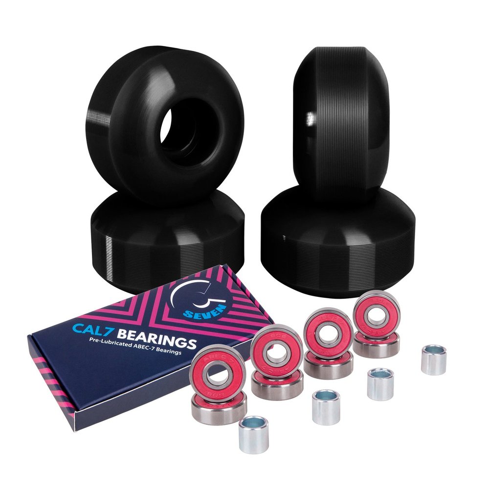 Cal 7 52mm Skateboard Wheels with Bearings (Black)