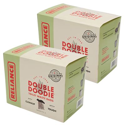 Reliance Double Doodie Outdoor Portable Camping and Hiking Toilet Waste Bags with Odor Free Double Zip Sealing Lock Liner for Sanitation Products
