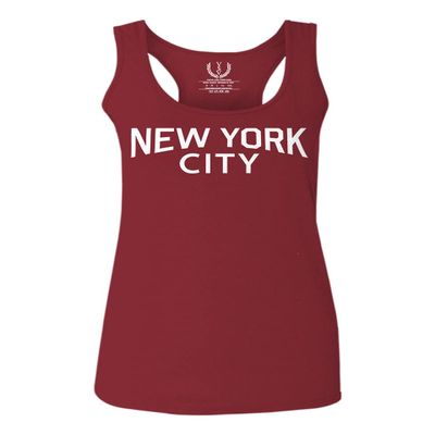 0102. Cool Vintage Retro Graphic New York City NYC Lenon NY Women's Tank Top Racerback (Maroon, X Small)