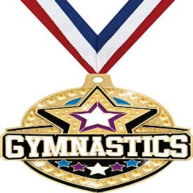 Crown Awards 2 1/4" Royal Gymnastics Medals, Gold Gymnastics Medal with Free Neck Ribbon, 100 Pack